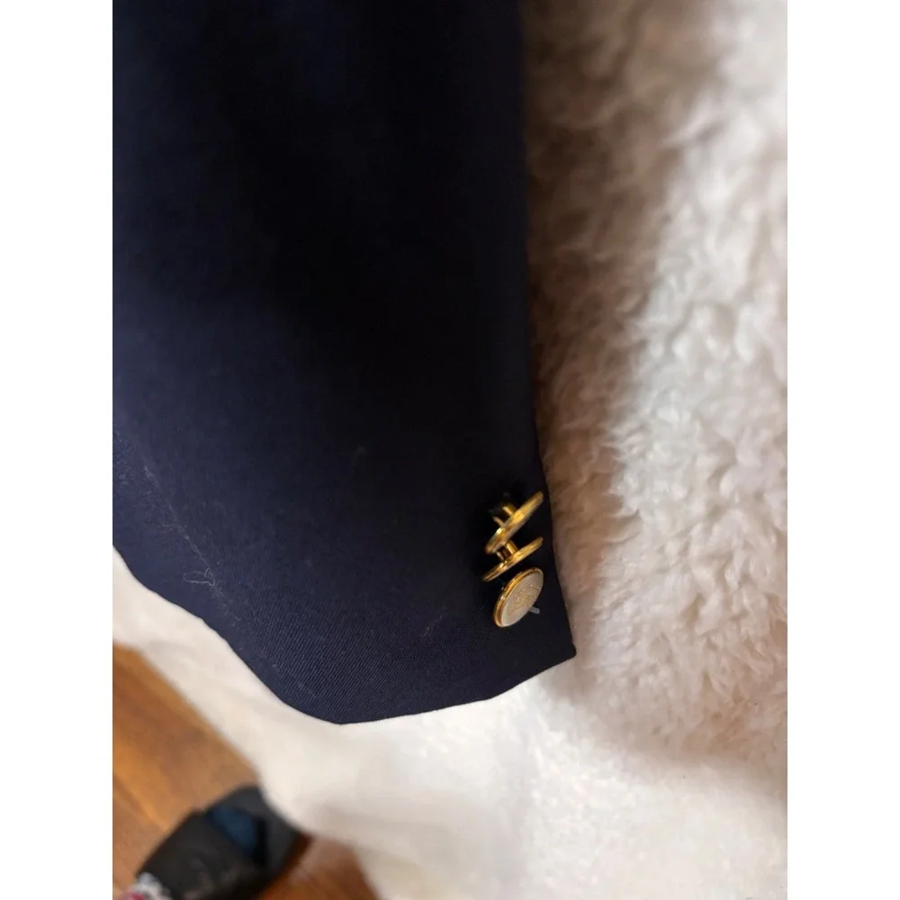 Burberry  Blazer Mens 45 Navy Blue Good Gold Buttons 2-Button‎ Sport Coat
